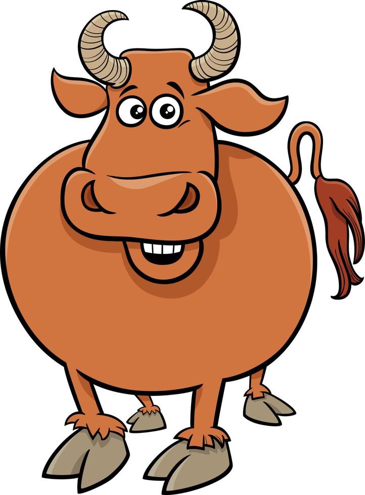 desenho animado engraçado touro fazenda animal personagem vetor