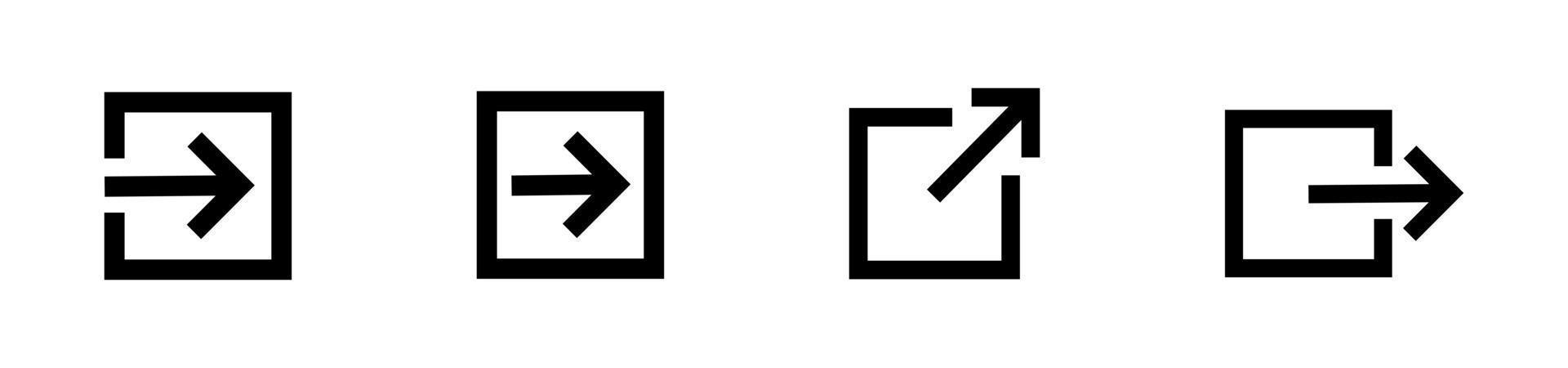conjunto de ícones quadrados e setas. sinal de link externo. ícone de página aberta de seta. ilustração vetorial. vetor