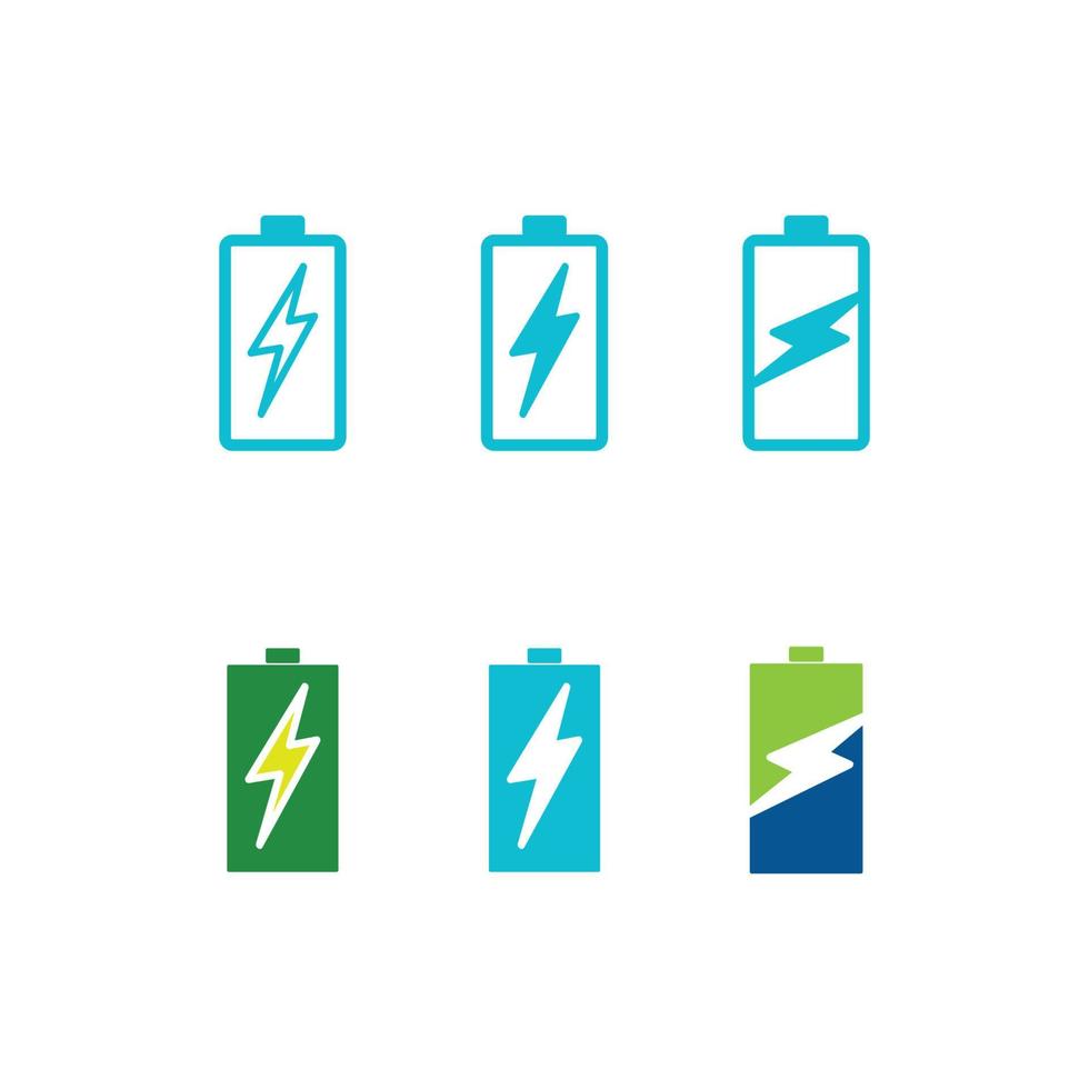 ícone da bateria e carregamento, indicador de carga nível de design do logotipo do vetor energia da bateria com pouca bateria de status definir ilustração do nível de carga do logotipo