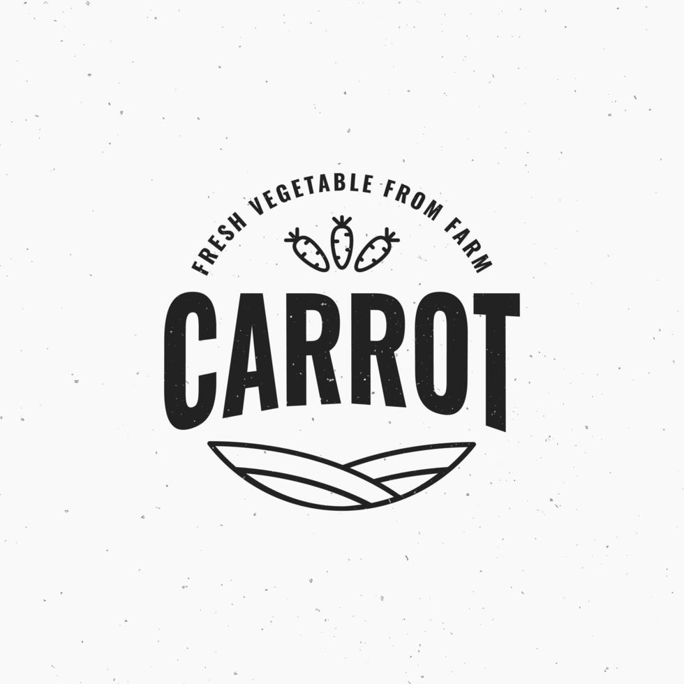 modelo de carimbo de símbolo de design de logotipo de cenoura vintage retrô hipster fazenda, daucus carota, ilustração vetorial de adesivo vegetal vetor