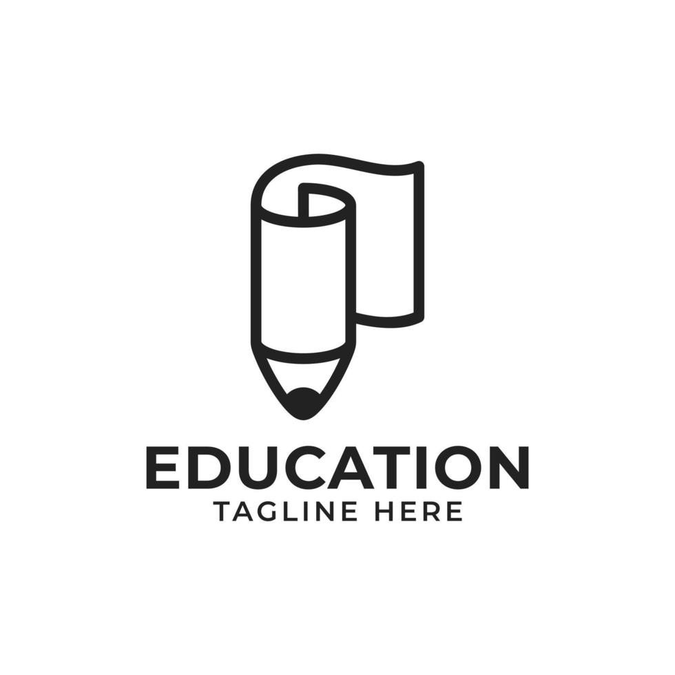 vetor de ícone de lápis e papel para design de logotipo de educação
