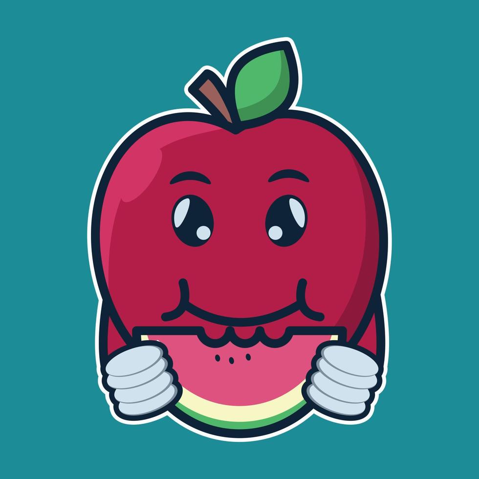 ilustração vetorial de fruta de maçã de personagem fofa vetor