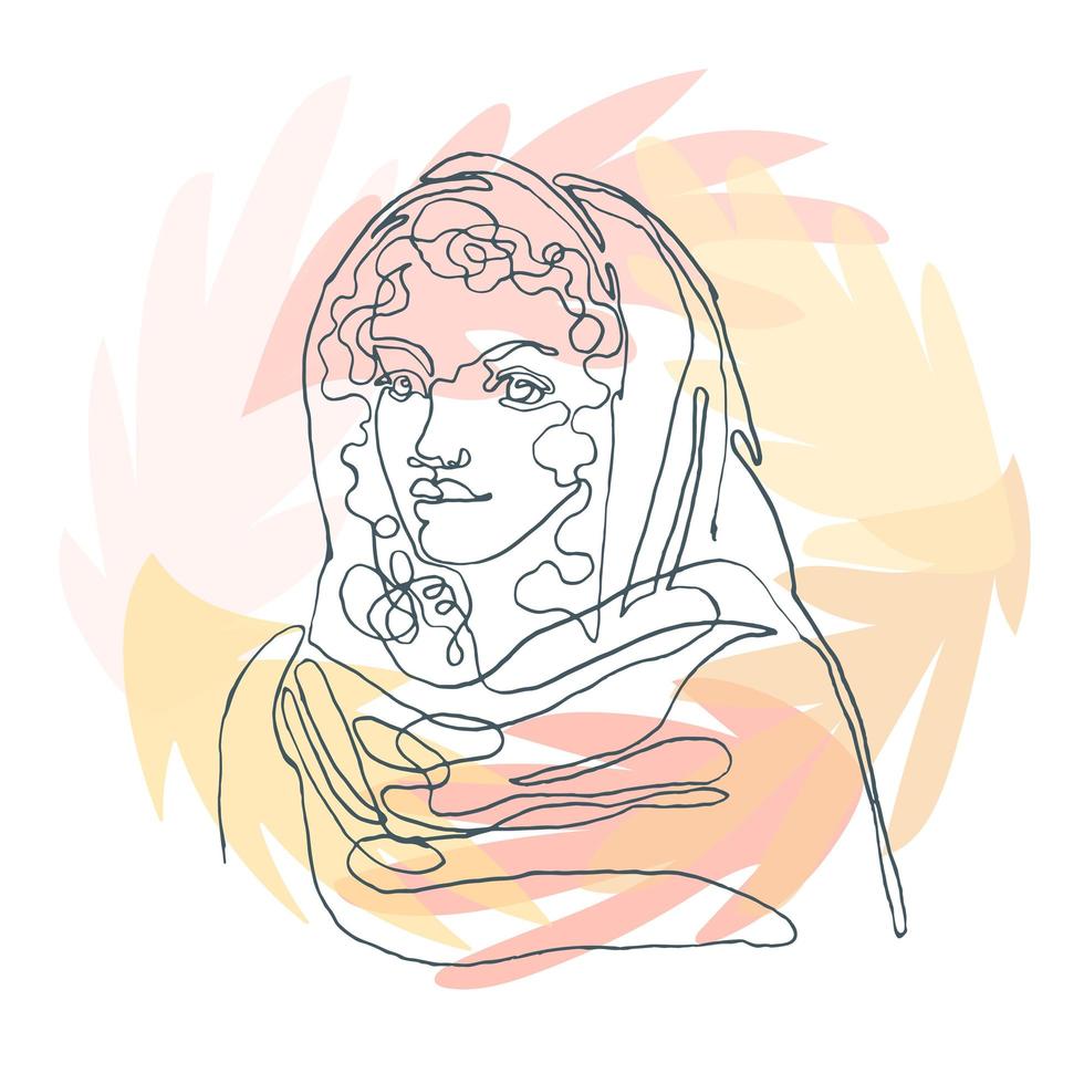 ilustração de contorno de mulher em fundo floral vetor