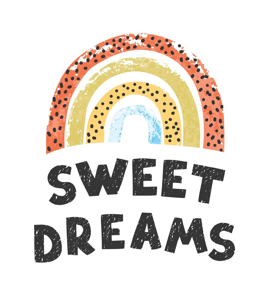 bons sonhos - divertido pôster de berçário desenhado à mão com letras vetor