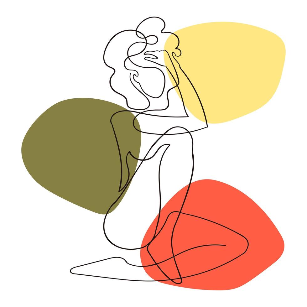 ilustração de contorno do corpo da mulher com forma de blob vetor