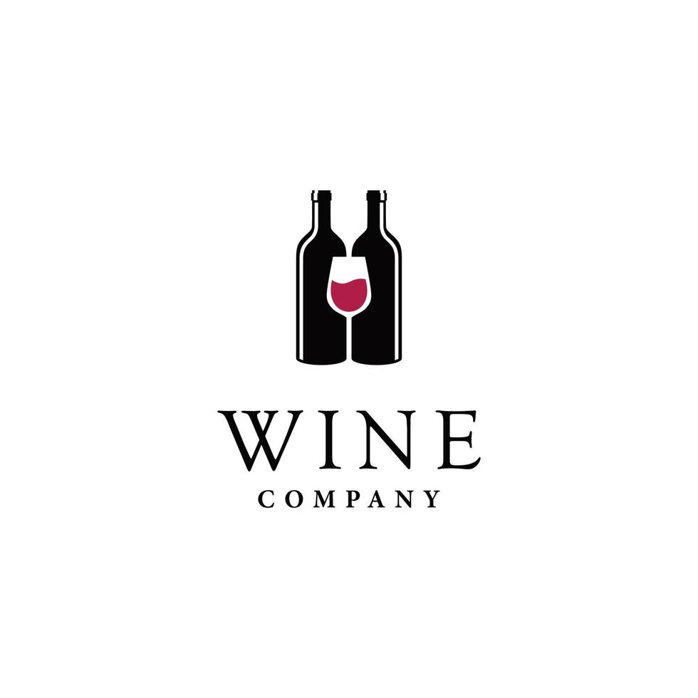 inspiração de design de logotipo de copo e garrafa de vinho tinto vetor