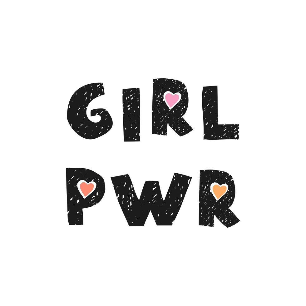 girl power - divertido pôster de berçário desenhado à mão com letras vetor