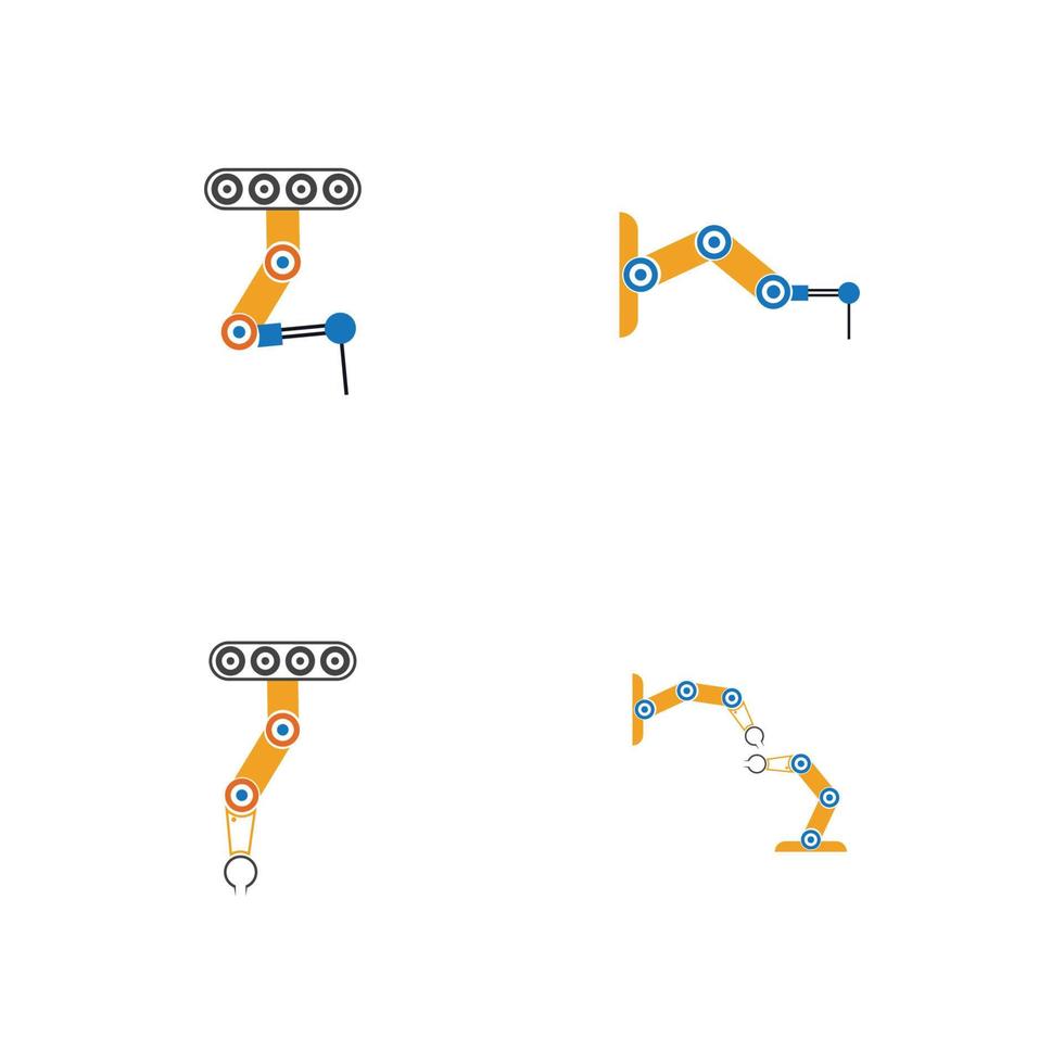 design de ilustração de ícones de vetor de braço de robô mecânico industrial