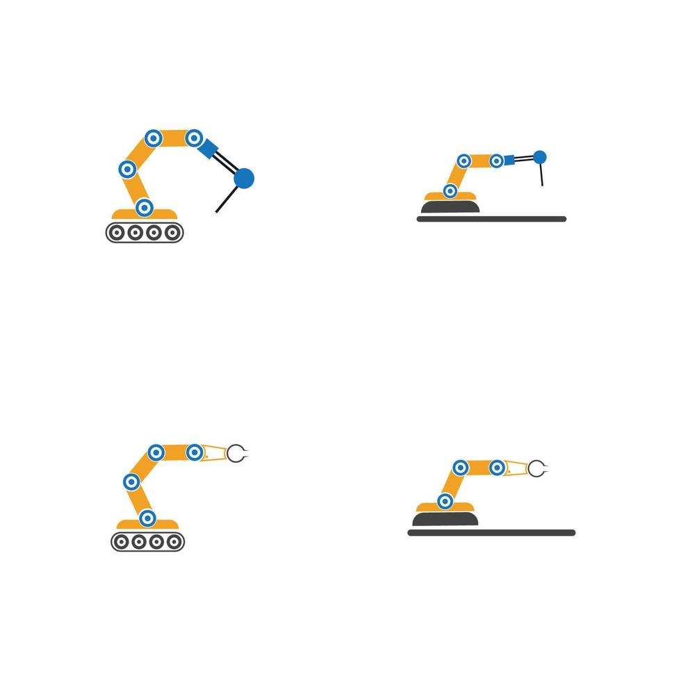 design de ilustração de ícones de vetor de braço de robô mecânico industrial