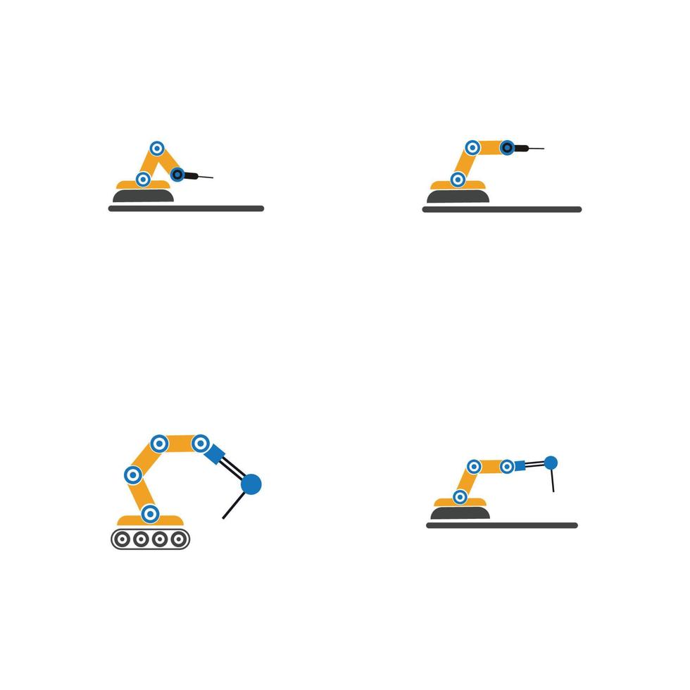 design de ilustração de ícones de vetor de braço de robô mecânico industrial