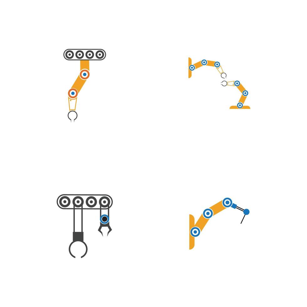 design de ilustração de ícones de vetor de braço de robô mecânico industrial