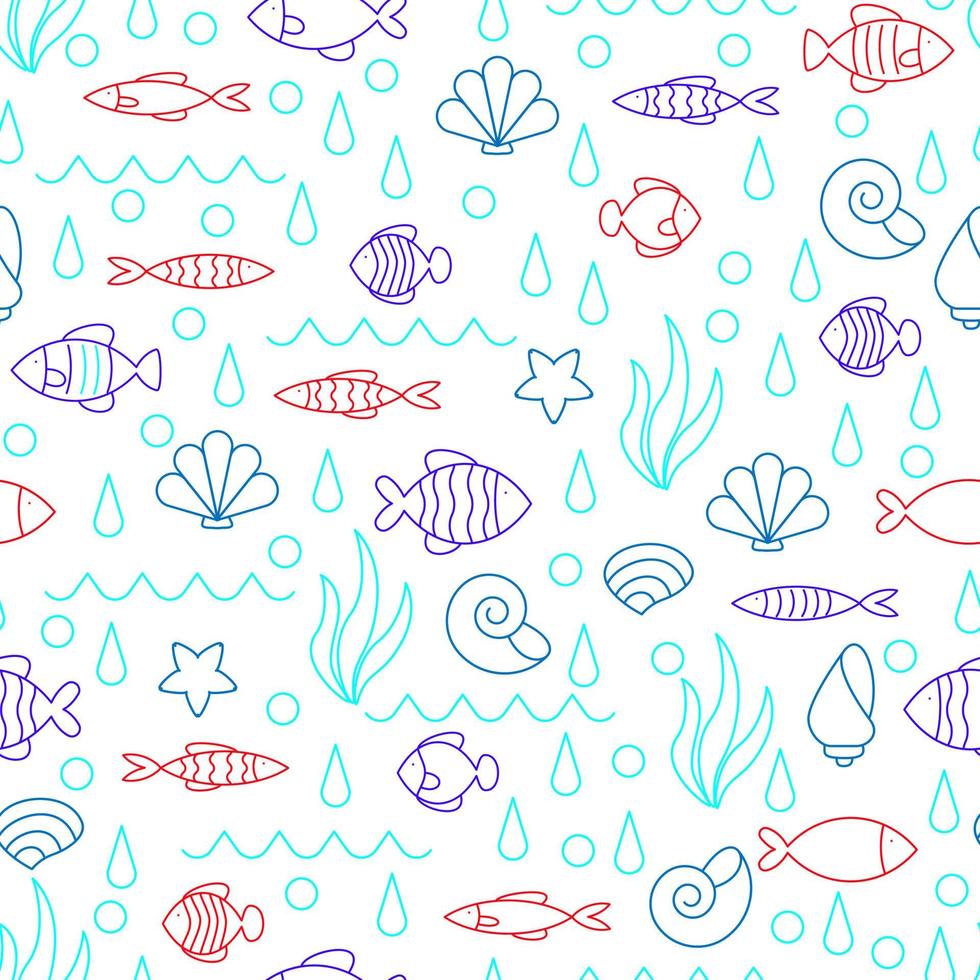 vetor doodle conjunto de peixes marinhos de diferentes formas, isolado no fundo branco. ilustração para design sobre o tema animais marinhos, mar, viagens.
