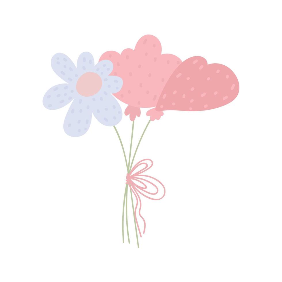 flores doodle de buquê simples romântico. conceito de design vetorial para dia dos namorados vetor