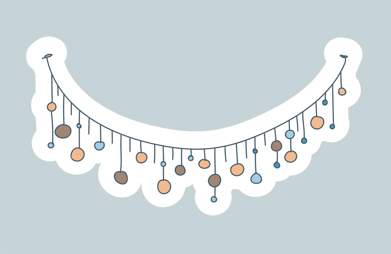 guirlanda de lâmpadas penduradas. decoração para um feriado e uma casa aconchegante. higge de inverno. ilustração vetorial em estilo escandinavo, nórdico. desenhado à mão e design de adesivo. vetor