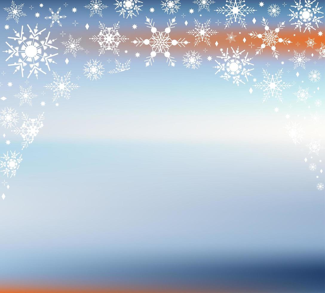 paisagem de lago congelado ou mar com flocos de neve, estilo gradiente. plano de fundo para cartões postais, descontos, seu texto ou qualquer design de inverno. ilustração vetorial vetor
