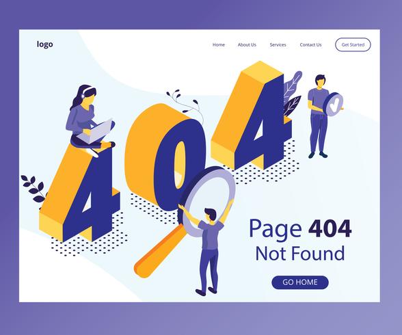 Conceito de arte isométrica de 404 páginas vetor