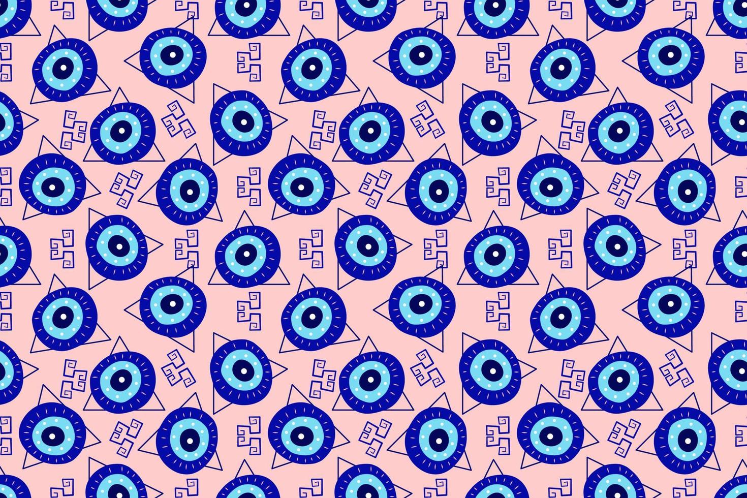 isolado amuleto grego olho do mal sem costura pattern.turkish eye em uma pirâmide azul para amuleto e proteção no padrão infinito. ilustração vetorial em um estilo simples vetor