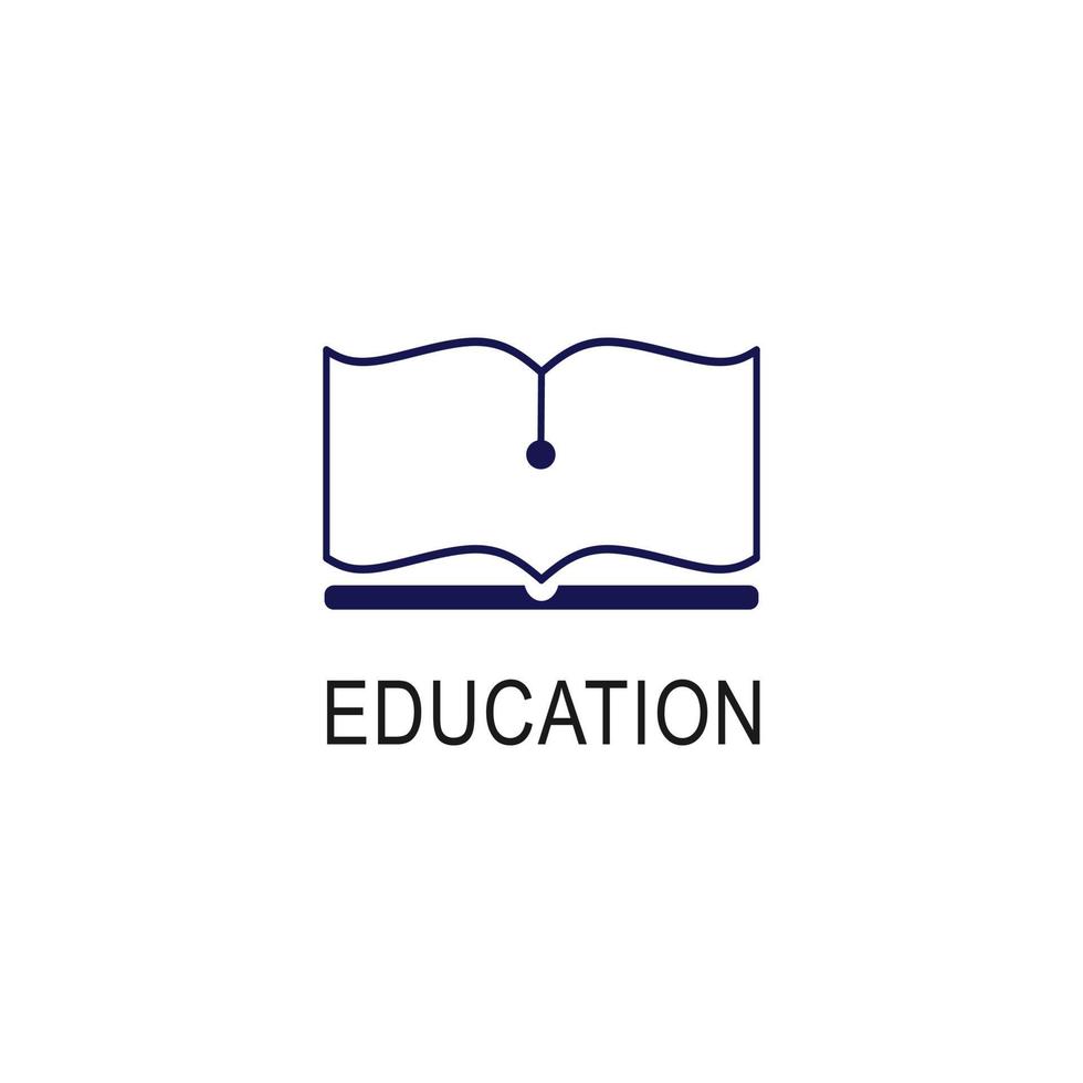 modelo de design de logotipo de educação simples. ícone de livro emblema para ilustração vetorial de cursos, classes e escolas. educação online, empresa de negócios, biblioteca, livraria, universidade e conceito de aprendizagem. vetor