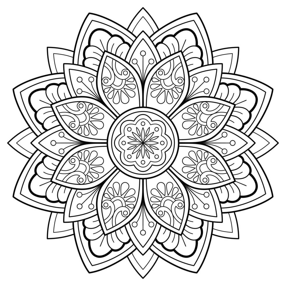 padrão de mandala abstrata de vetor. arte na parede. livro de colorir rendas padrão a tatuagem. design para uma camisa de pintura de papel de parede e design de adesivo de azulejo, ornamento de círculo decorativo em estilo oriental étnico vetor