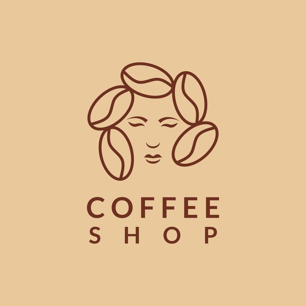 design de logotipo de menina de feijão de café vetor