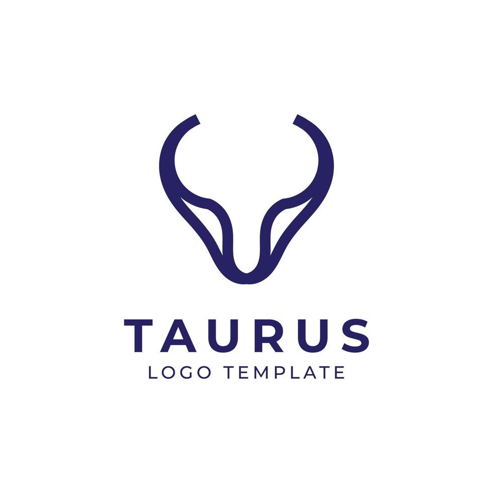 modelo de logotipo de linha simples de touro vetor