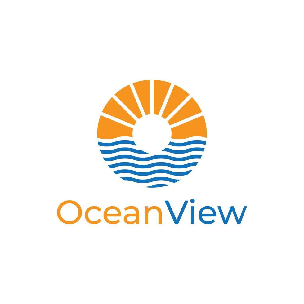 design simples do logotipo do sol do oceano vetor
