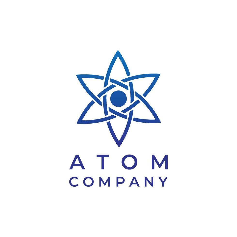 design de logotipo de linha de átomo azul vetor