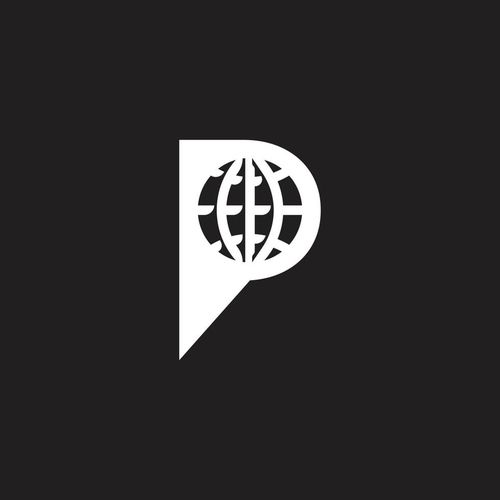 letra p design do logotipo do globo vetor