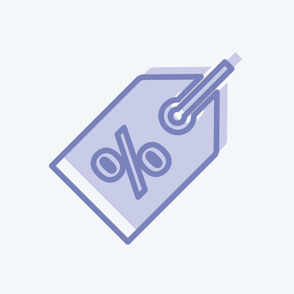 ícone tag ii de desconto em estilo moderno de dois tons isolado em fundo azul suave vetor
