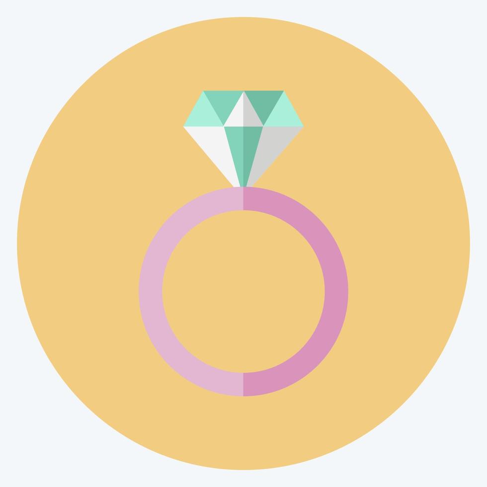 ícone de anel de diamante em estilo plano moderno isolado em fundo azul suave vetor