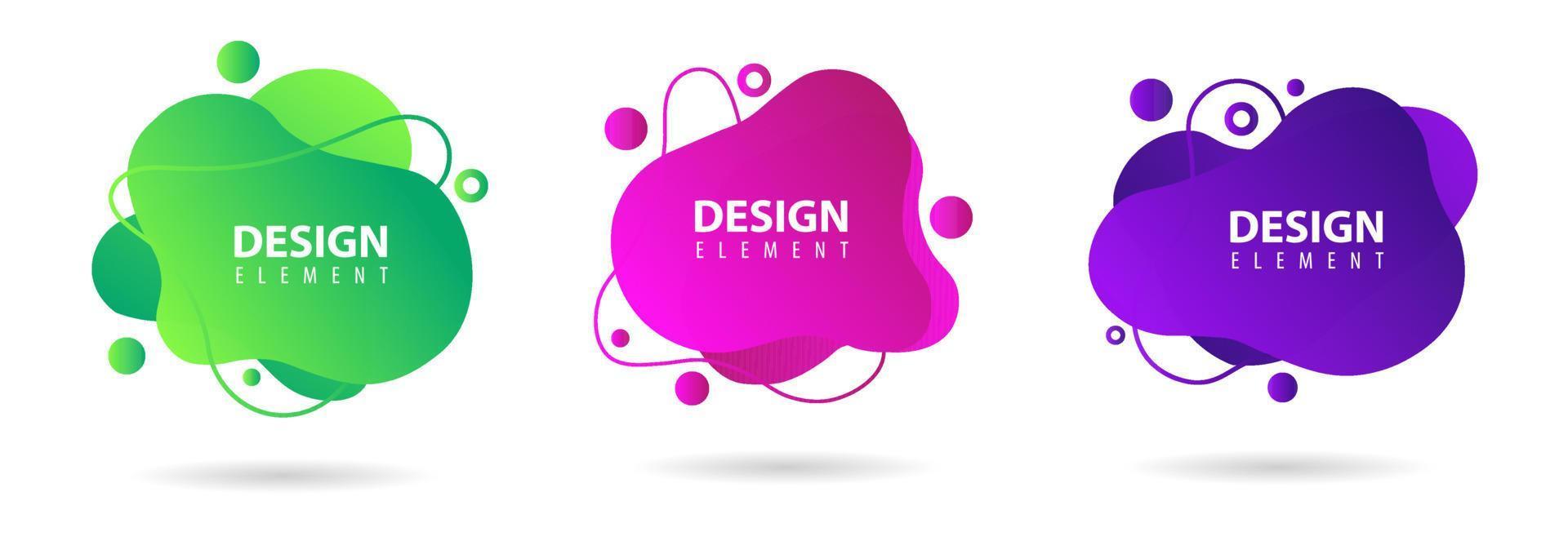 conjunto de elementos de gradiente fluido para banner mínimo, logotipo, postagem social. elementos dinâmicos na moda futuristas. abstrato. vetor eps10.