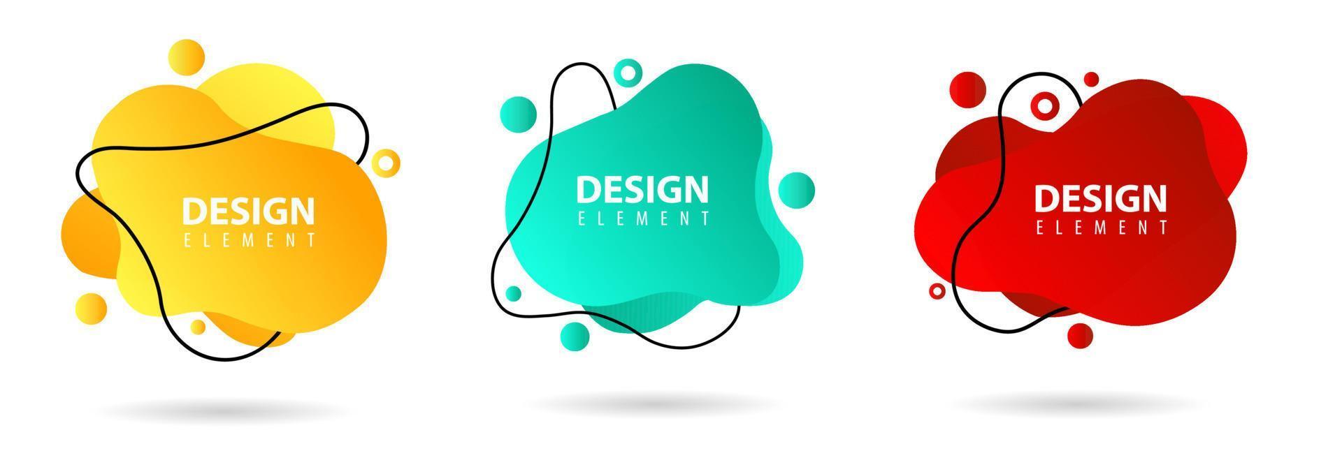 conjunto de elementos de gradiente fluido para banner mínimo, logotipo, postagem social. elementos dinâmicos na moda futuristas. abstrato. vetor eps10.