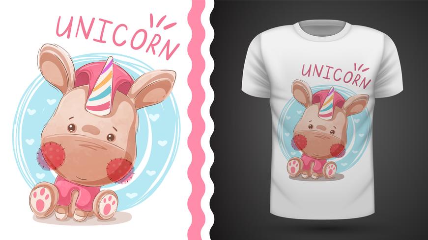 Unicórnio da peluche - ideia para o t-shirt da cópia. vetor