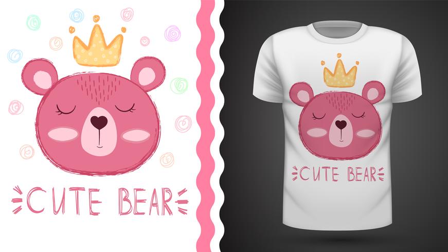 Princesa do urso - ideia para impressão t-shirt vetor