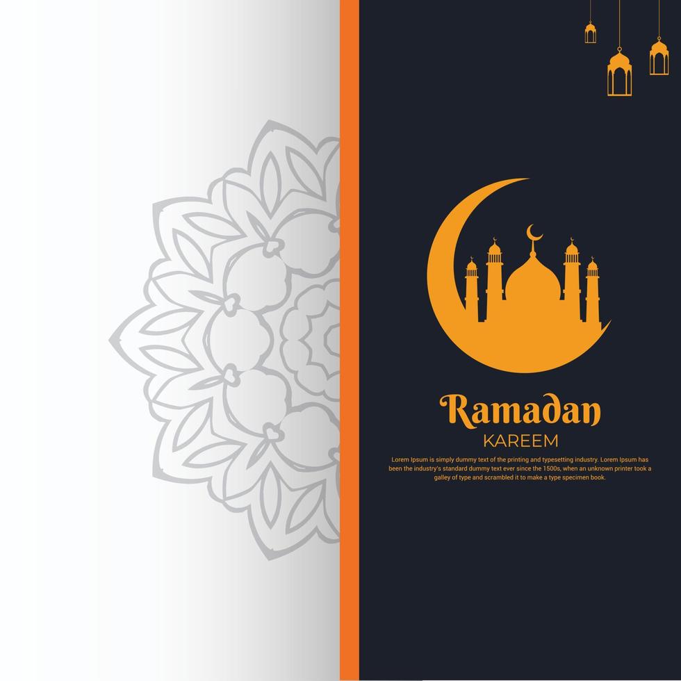 fundo elegante ramadan kareem com design de mandala e mesquita. ilustração vetorial de projeto islâmico de ano novo. vetor