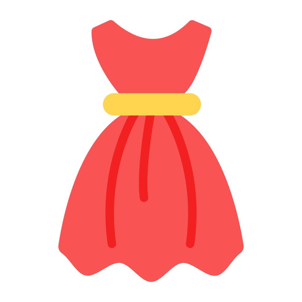 ícone plano de vestido, vestuário de moda feminina vetor