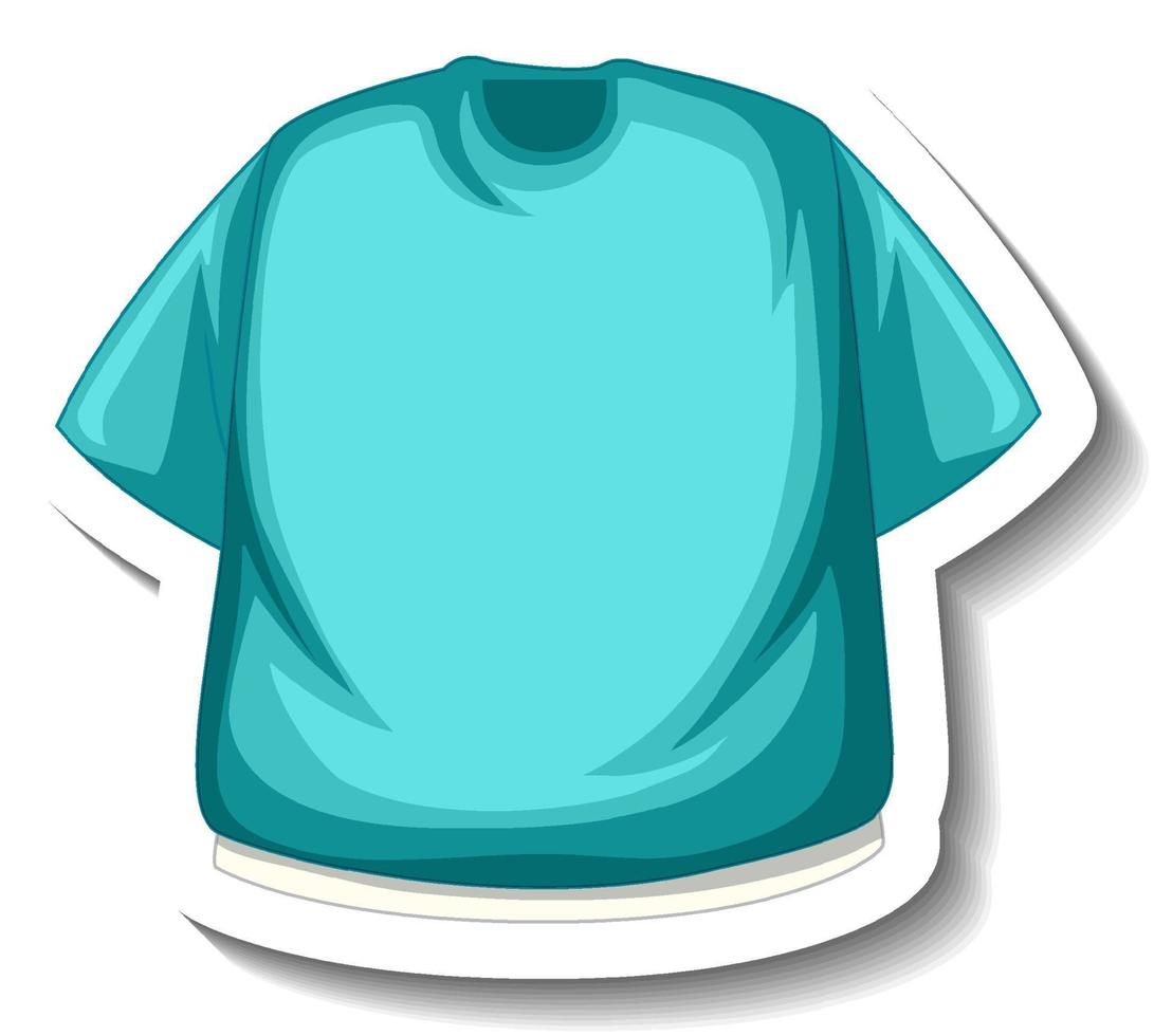 camiseta azul adesivo no fundo branco vetor
