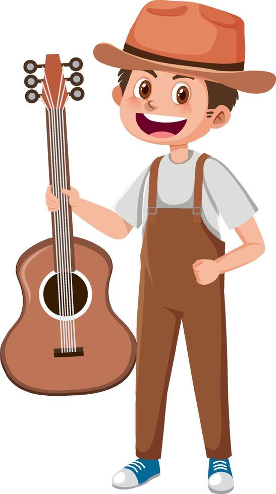 um personagem de desenho animado de músico masculino em fundo branco vetor