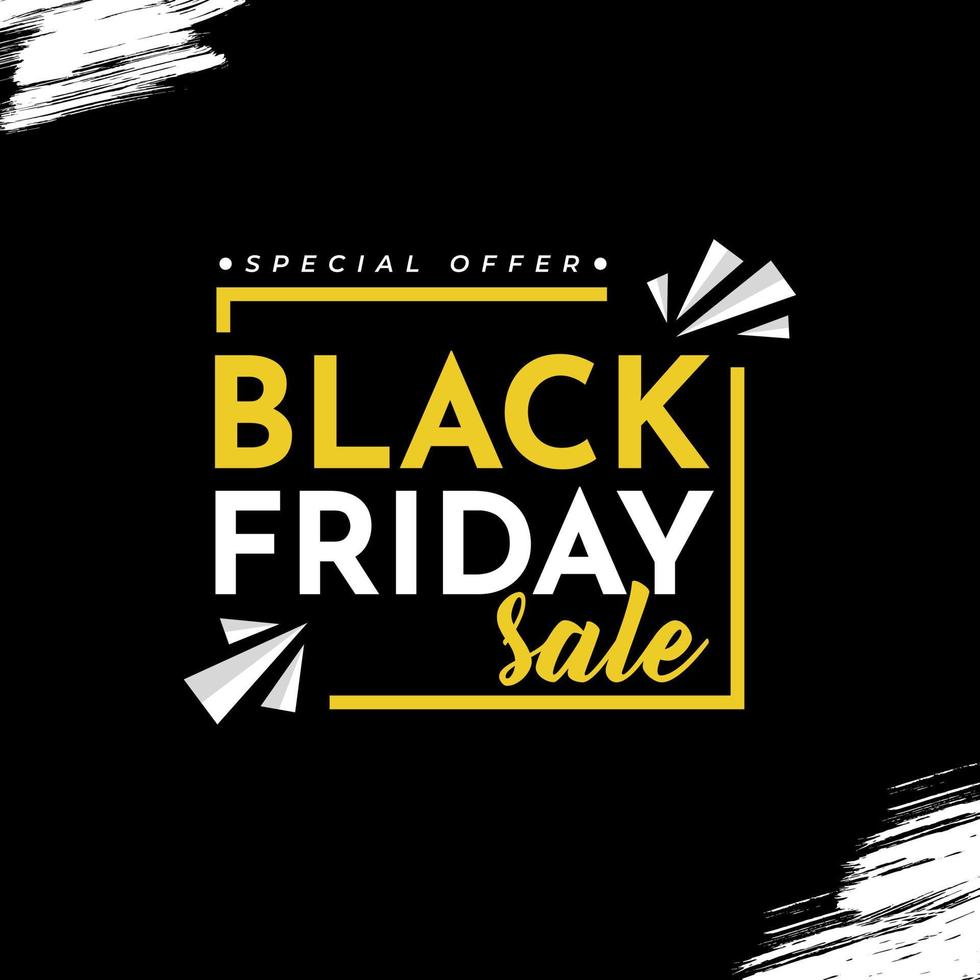 oferta especial venda de sexta-feira negra com fundo preto e pincelada branca vetor