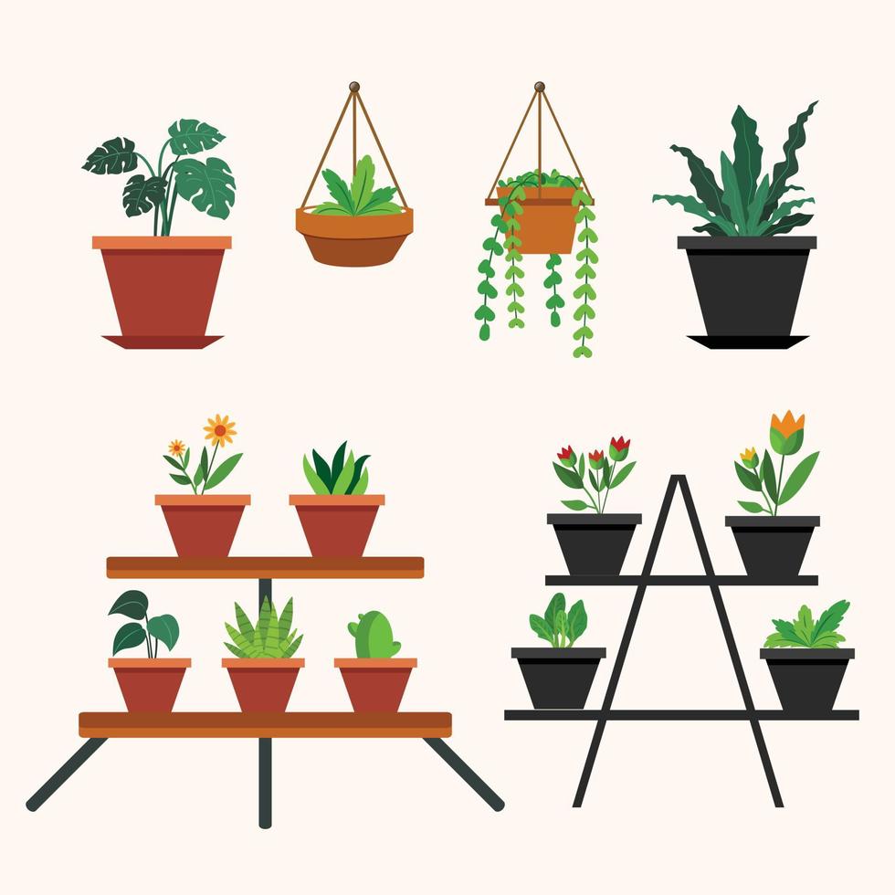 pacote de ícones de jardinagem. ícones planos de mudas. coleção de ícones de plantas vetor