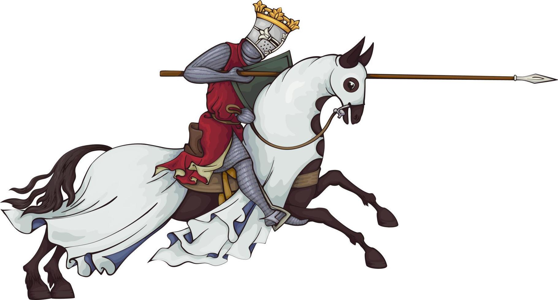 cavaleiro medieval em horse.king.rider em armadura de malha em horseback.old style.illustration. vetor