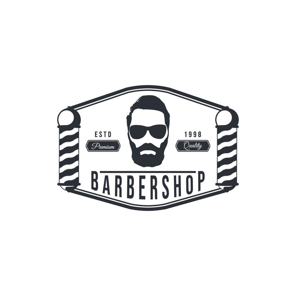 vetor logotipo vintage de barbearia com rosto de cavalheiro isolado em um fundo branco