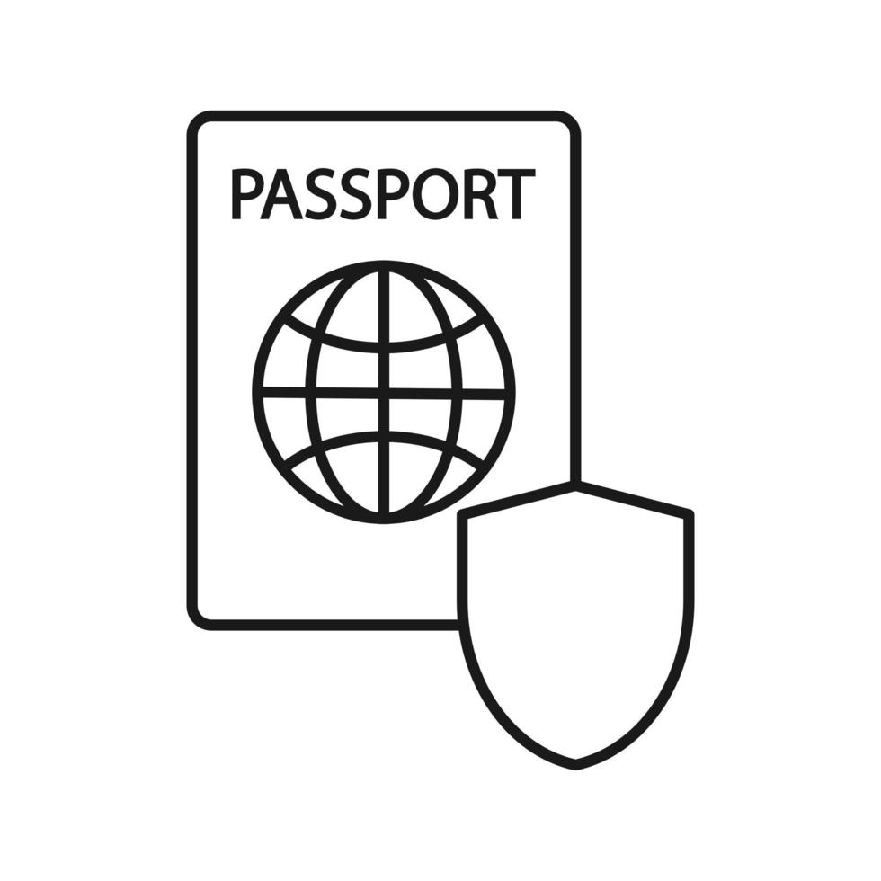 passaporte internacional com sinal de proteção vetor