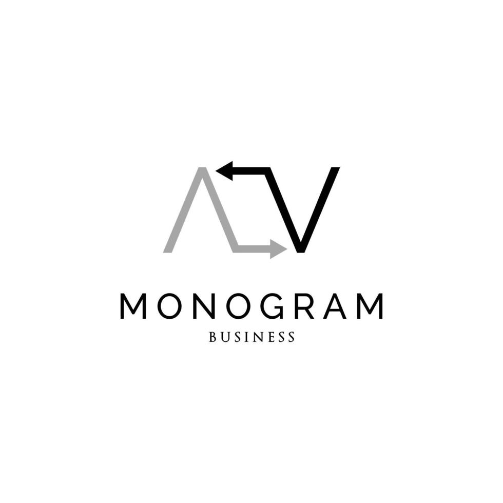 inspiração de design de logotipo de monograma de seta av letra inicial vetor