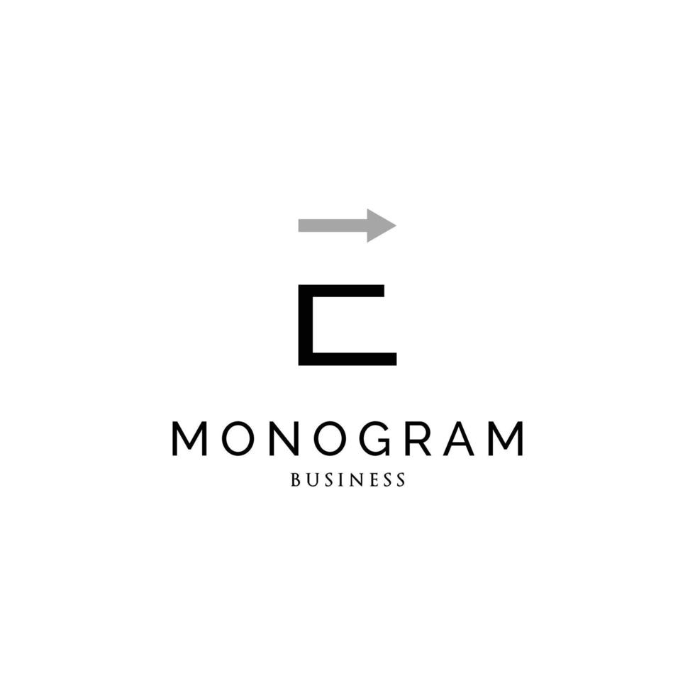 inspiração de design de logotipo de monograma de letra e seta inicial vetor