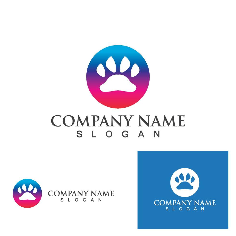 símbolo de impressão de pé de cachorro e vetor de logotipo