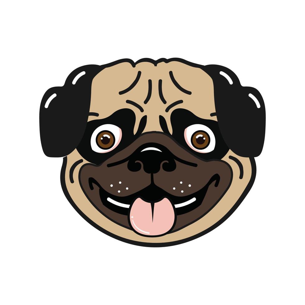 vetor de mascote de cabeça de cachorro pug