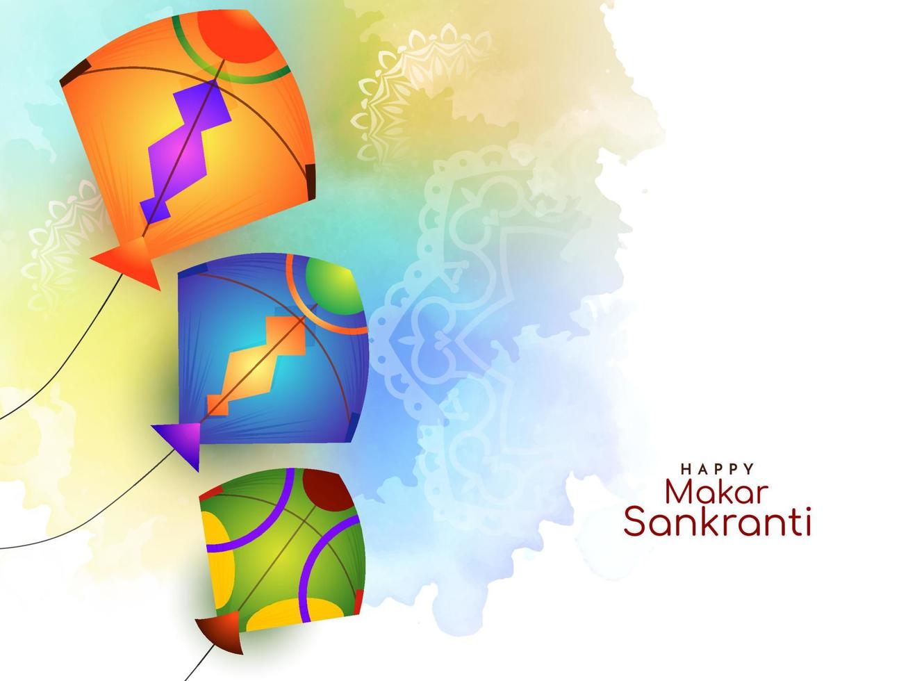 design de fundo do festival makar sankranti com pipas coloridas vetor