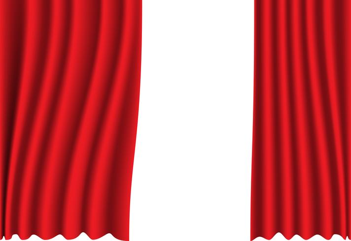 Tela vermelha da cortina na ilustração branca do vetor do fundo.