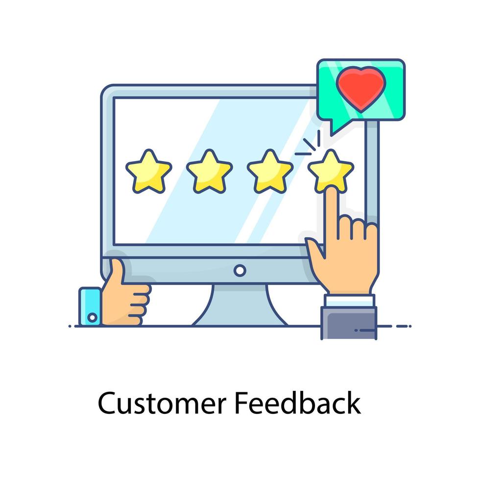 estilo moderno de ícone de feedback do cliente, design plano vetor